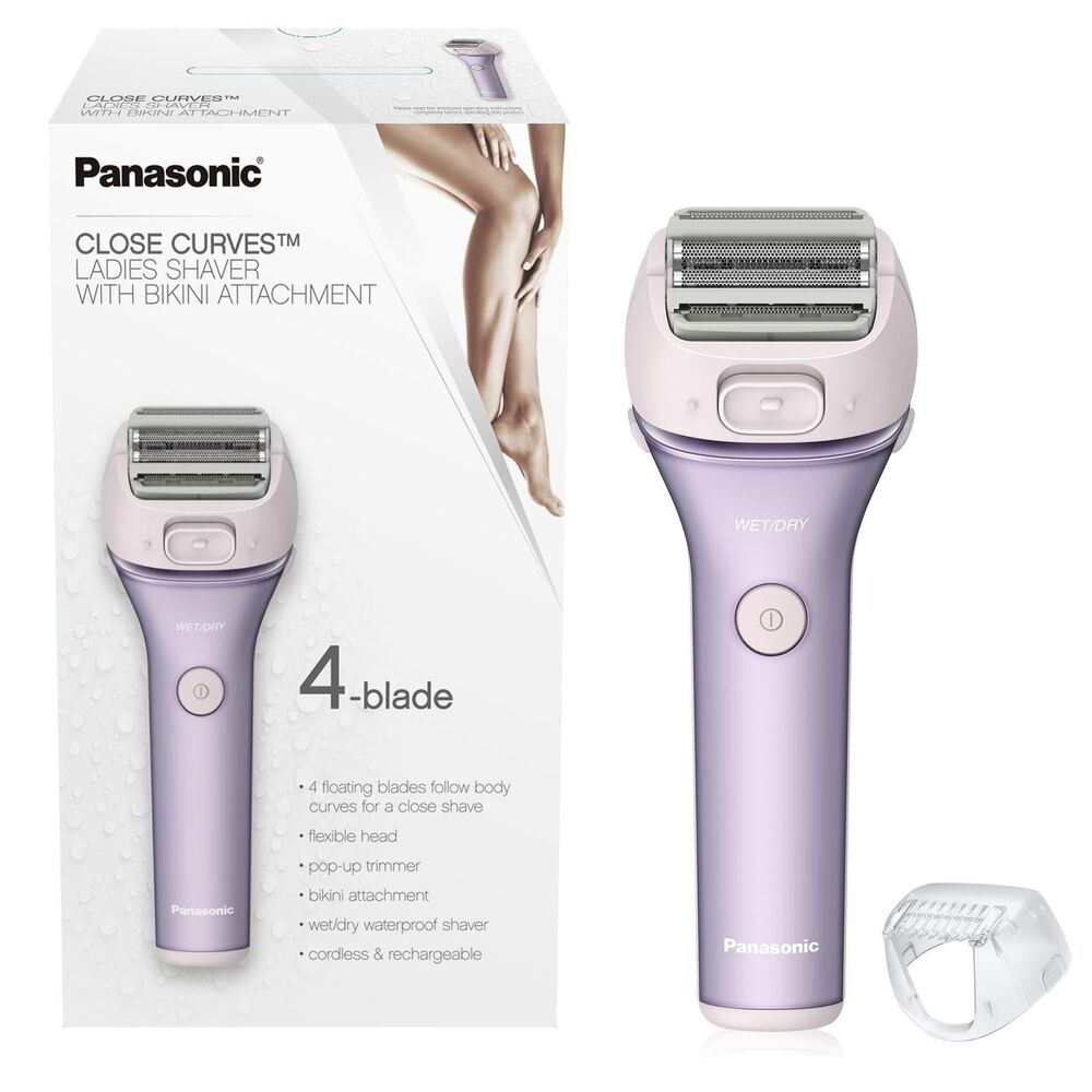 Panasonic Electric Shaver Women's 4 Blade Wet Dry Bikini Trimmer ESAWL8AV Purple